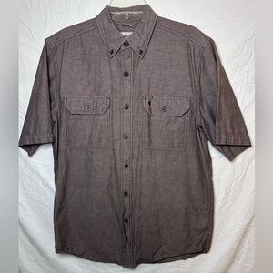 Carhartt Relaxed Fit Short Sleeve Button Front Work Shirt Mens M Gray